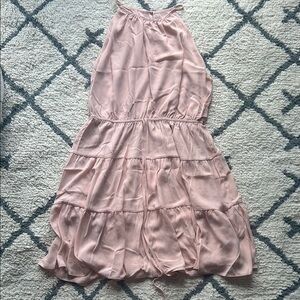 Pink Sleeveless Halter Midi Sundress